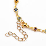 Evil Eye Bracelet Stainless Steel Lobster Gold 7-3/8 inches(18.8cm) Z144