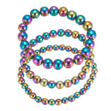 Electroplated Non-magnetic Hematite Stretch Bracelet Purple 6mm Z202