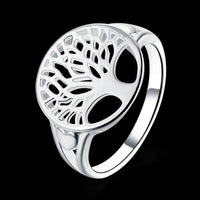 Sterling Silver Plated Ring Womens Tree Of Life B539