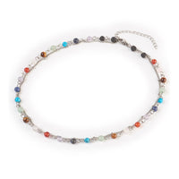 Chakra Gemstone Multi-Strand Necklace Stainless Steel Lobster 13" Z506