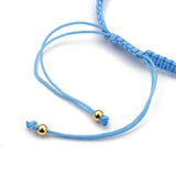 Adjustable Nylon Cord Braided Bead Bracelet Resin Round Fish Light Sky Blue Z146