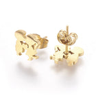 Stainless Steel Set Earrings Pendant Necklace Lover Gold 18" P866