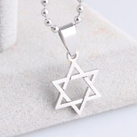 Stainless Steel Pendant  0.64X0.85 Inch Hexagram Circle David Necklace 22" B30