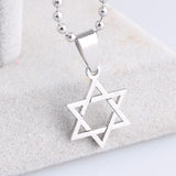 Stainless Steel Pendant  0.64X0.85 Inch Hexagram Circle David Necklace 22" B30