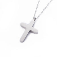 Stainless Steel Pendant Necklace Polymer Clay Zirconia Cross Silver 18" A213