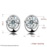 Sterling Silver Plated  Earrings  Stud AAA Zirconia  Push Back Clasp L815