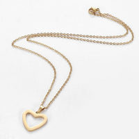 Stainless Steel Set Earring Pendant Necklace Heart Gold 18"" P774