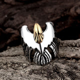 Stainless Steel Gothic Biker Tribal Ring Black Yellow Men's Unisex Eagle B204