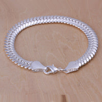 Unisex Women's Sterling Silver Plated r Bracelet 8 Inches 8MM Lobster L4