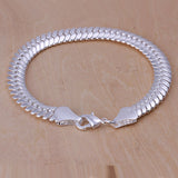 Unisex Women's Sterling Silver Plated r Bracelet 8 Inches 8MM Lobster L4