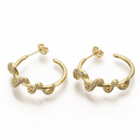 Cubic Zirconia Stud Earrings Hoop Earrings Backs Snake Real Gold Z364