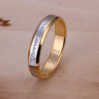 Stainless Steel Gold Tone Gold Band Forever Love Ring Size 8 B99