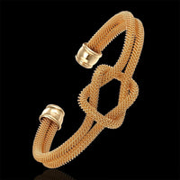 Gold Plated Bangle Cuff Adjustable Size 17.6MM No Clasp  L102-8