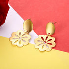 Yellow Gold Plated Earrings Leaf Flower Chandelier Latch Back Clasp L596