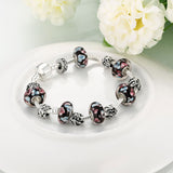 Sterling Silver European Beads Flowers Magnetic Bracelet 8 Inches 2.7MM L102