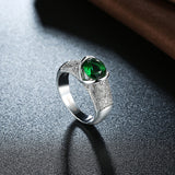 Platinum Plated Fashion Ring Green AAA Zirconia Women B346