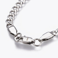 Stainless Steel Link Chain Bracelet Lobster Silver 8.3" 21cm 5mm Z197