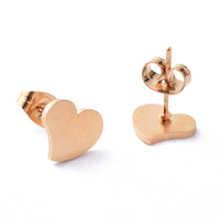 Stainless Steel Set Pendant Necklace Stud Earrings Lobster Heart Gold 17 A437