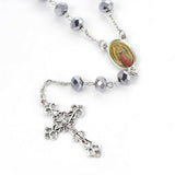 Pendant Necklace Stainless Steel Rosary Beaded Crucifix Cross Silver 27.5" P114