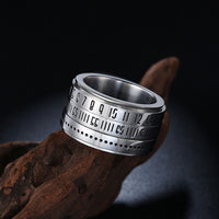 Stainless Steel Band Fashion Wedding Ring Black Men's Unisex Numbers B473