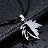 Men's Unisex Stainless Steel Leather Necklace Pendant Leaf L27