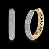 Yellow Gold Plated Earrings Hoop Huggies AAA Zirconia Latch Back Clasp L565