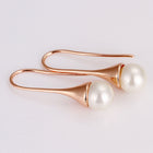 Rose Gold Fish Hook Drop Dangle Pearl Earrings L131