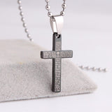 316L Stainless Steel Pendant 0.6412X1.1304 Inch Cross Black Necklace 22" B99