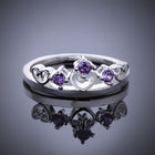 Sterling Silver Plated  Purple Zirconia Crown Ring Size 8 B22