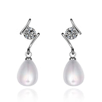 White Gold Pearl Stone Zirconia Star Fish Drop Stud Drop Earrings L148