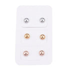 Stainless Steel Ear Studs Hypoallergenic Earrings Half Round 3pairs Z288