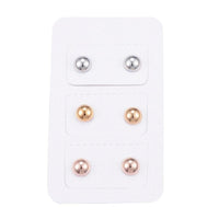Stainless Steel Ear Studs Hypoallergenic Earrings Half Round 3pairs Z288