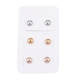 Stainless Steel Ear Studs Hypoallergenic Earrings Half Round 3pairs Z288