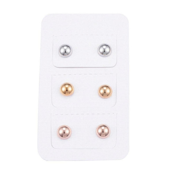 Stainless Steel Ear Studs Hypoallergenic Earrings Half Round 3pairs Z288