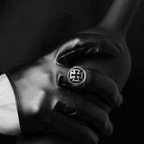 Stainless Steel Antique Gothic Biker Tribal Ring Black Men's Unisex Cross B205