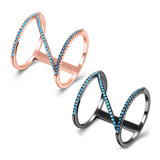 Rose Gold Platinum Plated Plated Knuckle Ring Kallaite Stone Blue B508