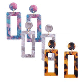 Ear Studs Alloy Cellulose Acetate(Resin) Rectangle Blue 50x20mm Pin 0.7mm  P573