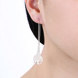 Sterling Silver Plated Earrings Tree Of Life Drop Dangle  Fish Hook Clasp L703