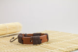 Genuine Leather Handmade Bracelet Mens  Unisex  Wrap Tribal Brown  H95