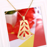 Yellow Gold Plated Necklace Women's Pendant Leaf 19" 1MM Lobster Clasp B253