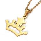 Stainless Steel Set Pendant Necklace Earrings Crown 15.7" 8.5x11x1mm 0.7mm Z797