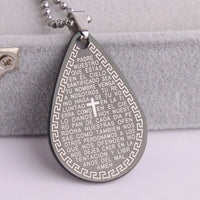 316L Stainless Steel Pendant 1.03X1.53 Inch Cross Holy Bible Necklace 22" B144