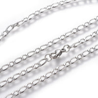 304 Stainless Steel Figaro Chain Necklace Lobster Silver Color 23.5" 4mm  A208