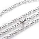 304 Stainless Steel Figaro Chain Necklace Lobster Silver Color 23.5" 4mm  A208