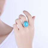 Yellow Gold Platinum Plated Halo Ring Kallaite Stone Blue B513