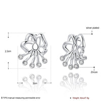 Sterling Silver Plated Earrings Flower Stud  Push Back Clasp L702