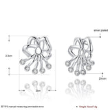 Sterling Silver Plated Earrings Flower Stud  Push Back Clasp L702