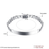 Women's Mens Unisex Sterling Silver Plated ID Bracelet 8" L22