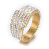 Stainless Steel Ring Wide Band Rings Clay Rhinestones Gold Size 6~9,16~19mm Z708