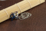 Stainless Steel Lovers Gender Zirconia Pendant Beads Necklace Silver Blue L175